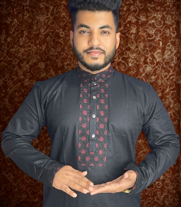 প্রিমিয়াম ফেন্সি কটন ডাবল এমব্রয়ডারি পাঞ্জাবি [ Code-LK15 ] - Image 1